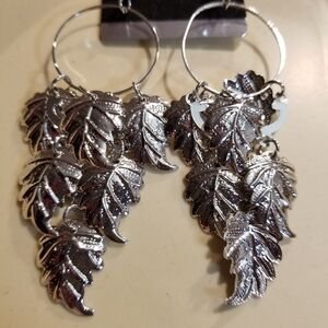 Boho Leafy Leaves Design Earrings - Silver